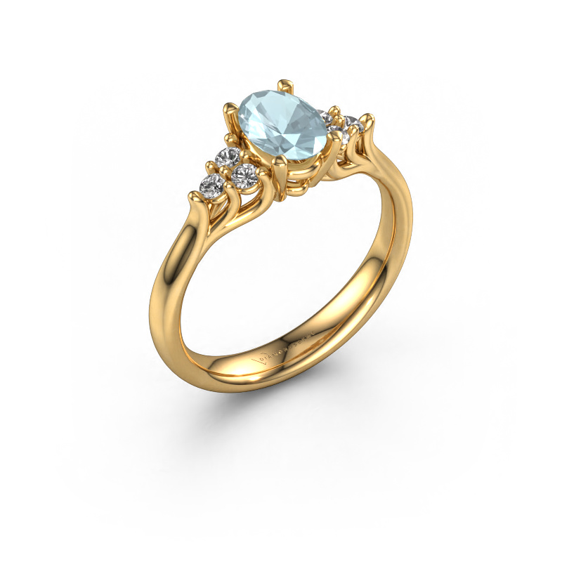 Image of Engagement ring Monika OVL 585 gold Aquamarine 7x5 mm