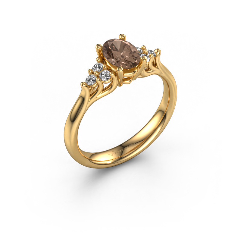 Image de Bague de fiançailles Monika OVL 585 or jaune Diamant brun 0.85 crt
