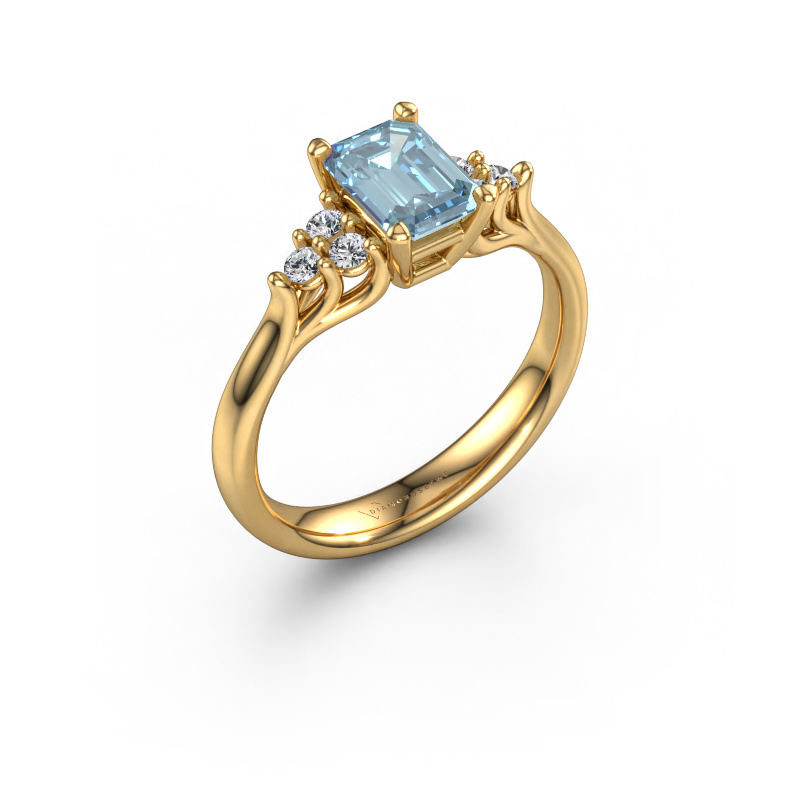 Image of Engagement ring Monika EME 585 gold Blue lab grown diamond 7x5 mm