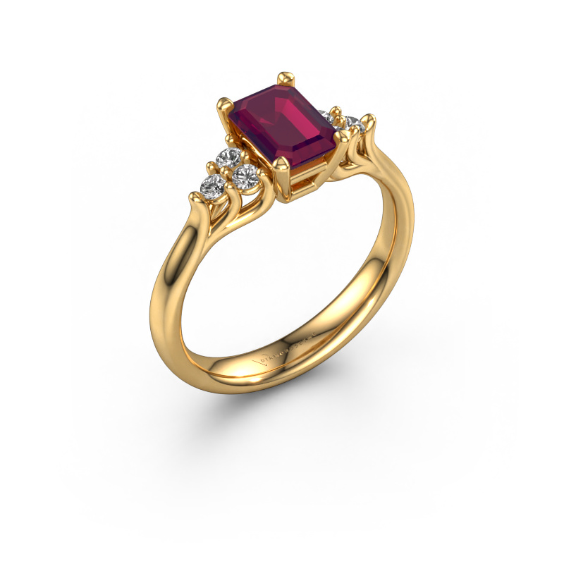 Image de Bague de fiançailles Monika EME 585 or jaune Rhodolite 7x5 mm