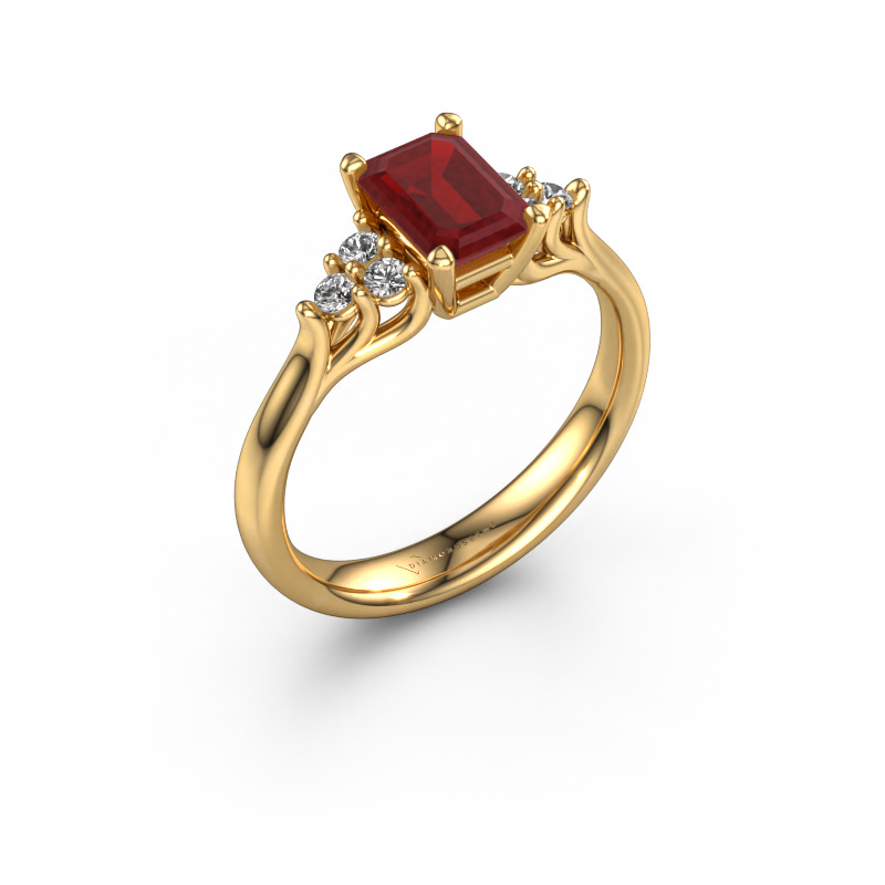 Image of Engagement ring Monika EME 585 gold Ruby 7x5 mm