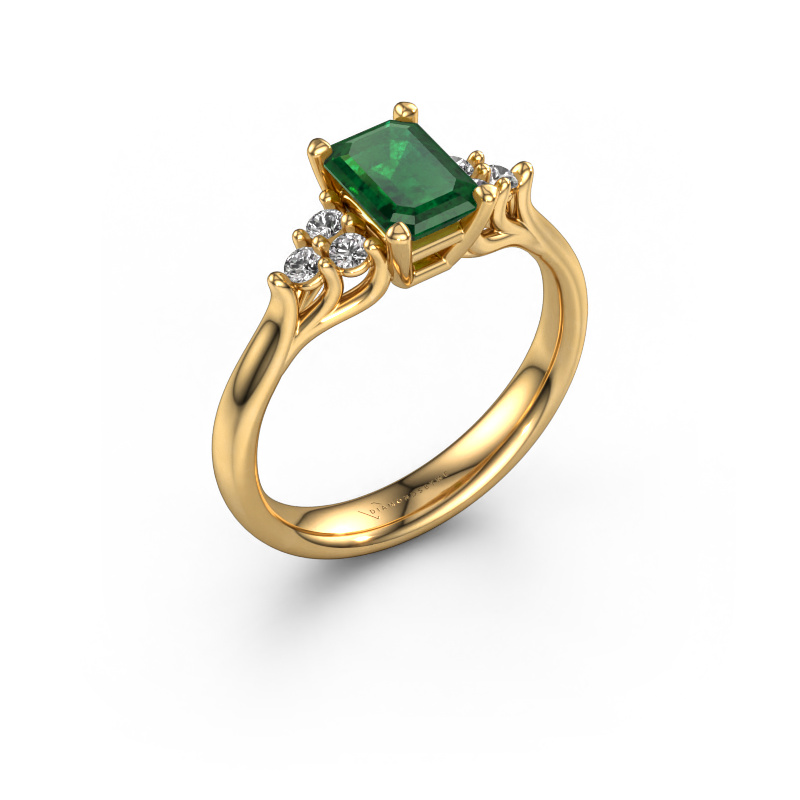 Image of Engagement ring Monika EME 585 gold Emerald 7x5 mm