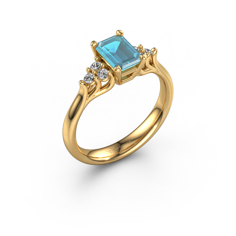 Bild von Verlobungsring Monika EME 585 Gold Blau Topas 7x5 mm