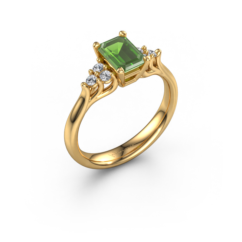 Image of Engagement ring Monika EME 585 gold Tourmaline green 7x5 mm