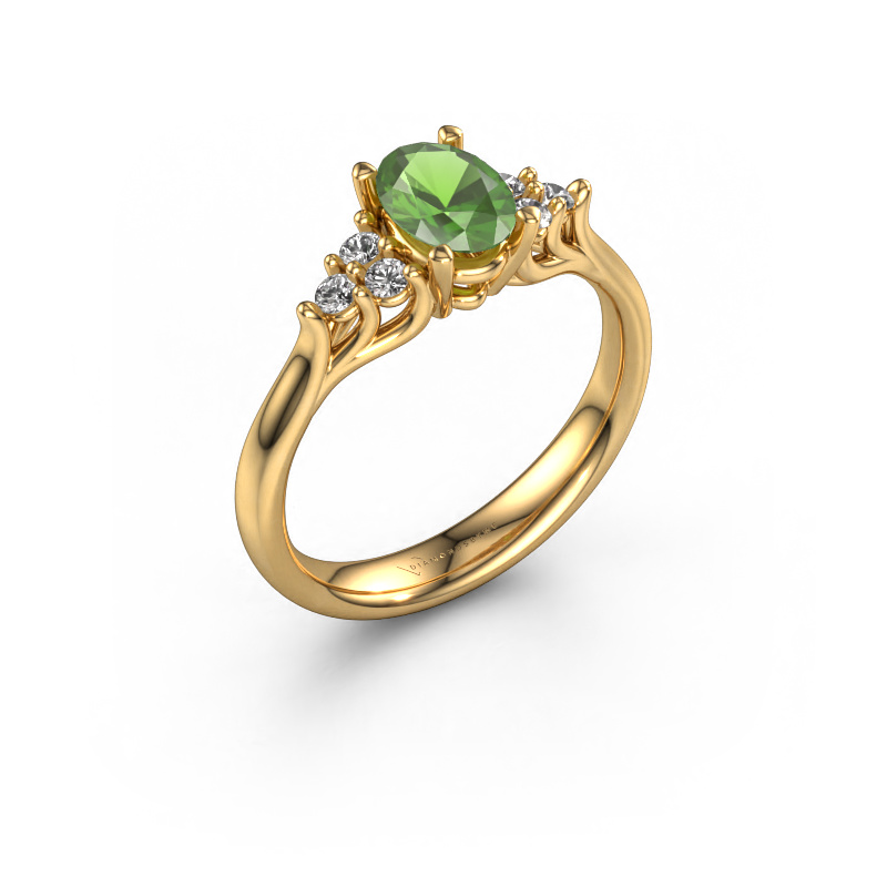 Image de Bague de fiançailles Monika OVL 585 or jaune Vert tourmaline 7x5 mm