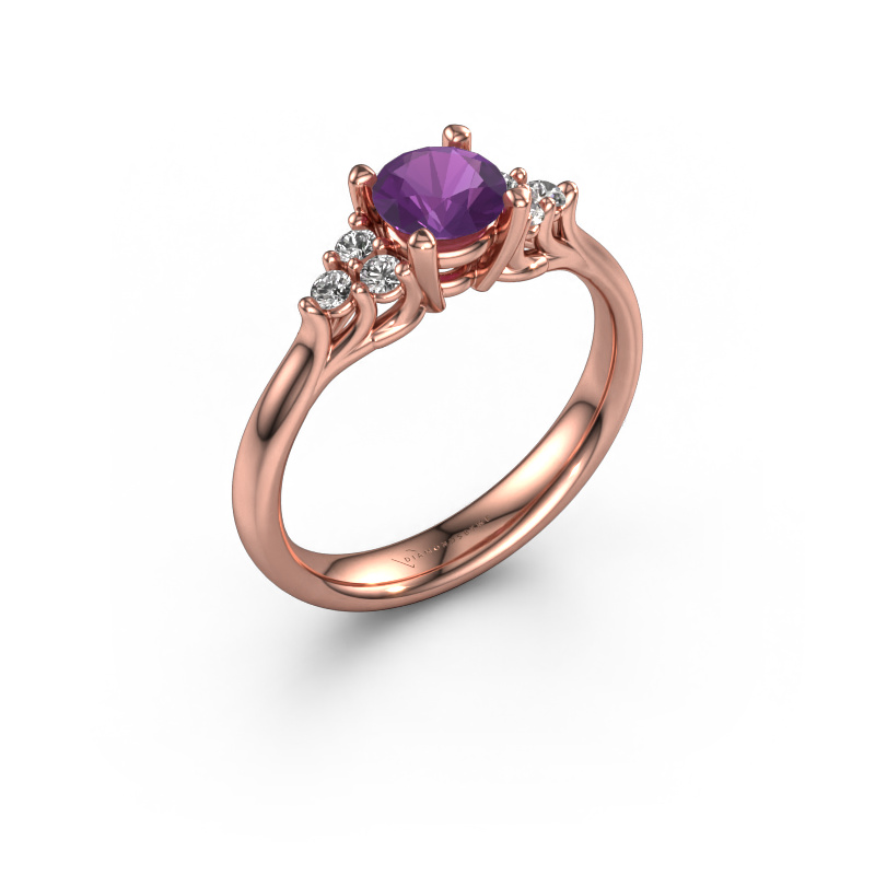 Image of Engagement ring Monika RND 585 rose gold Amethyst 5.5 mm