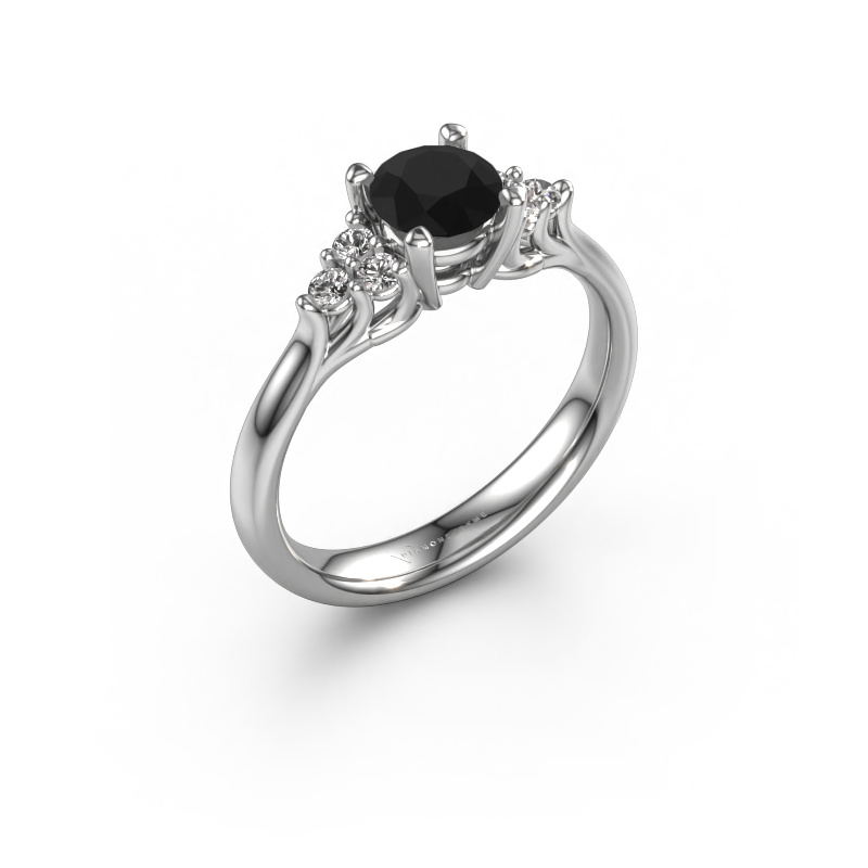 Image de Bague de fiançailles Monika RND 585 or blanc Diamant noir 0.93 crt