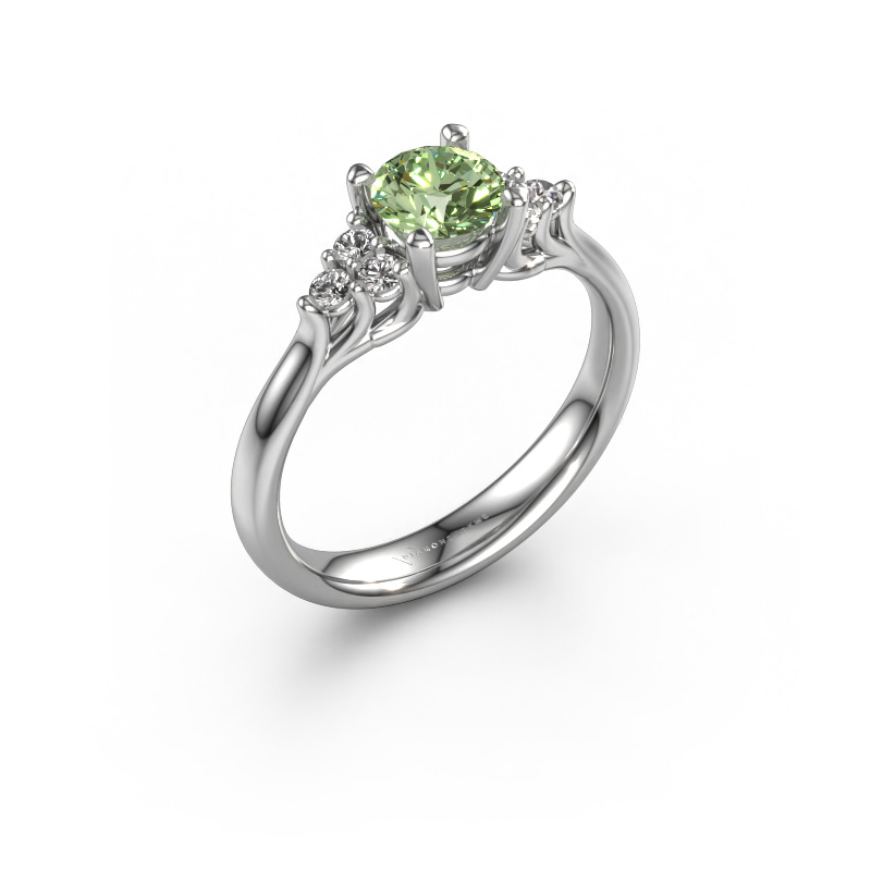 Image of Engagement ring Monika RND 950 platinum Green lab grown diamond 5.5 mm