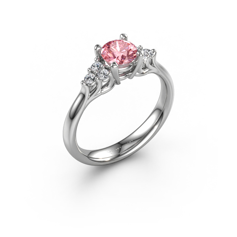 Image of Engagement ring Monika RND 950 platinum Pink lab grown diamond 5.5 mm