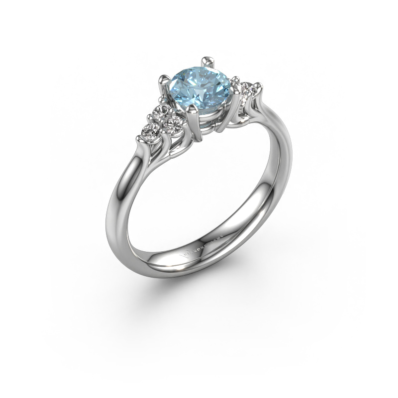 Image of Engagement ring Monika RND 585 white gold Blue lab grown diamond 5.5 mm