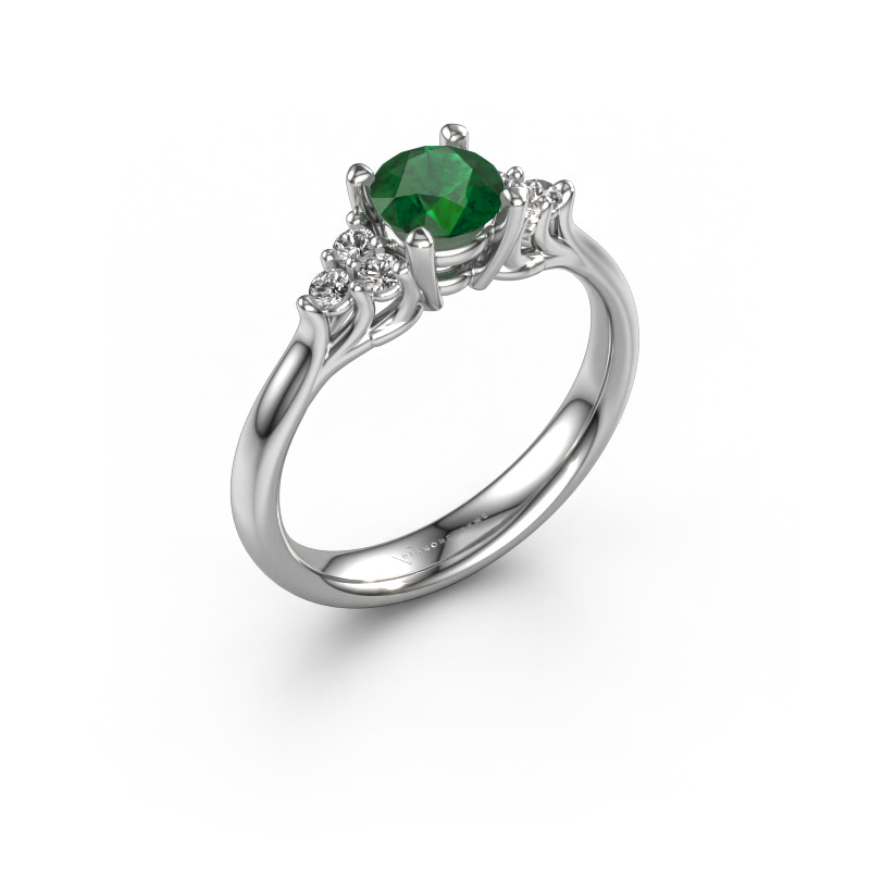 Image of Engagement ring Monika RND 585 white gold Emerald 5.5 mm