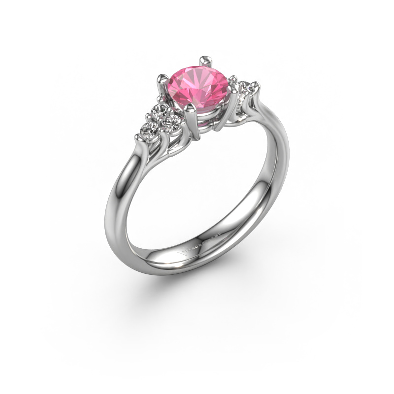 Image of Engagement ring Monika RND 585 white gold Pink sapphire 5.5 mm