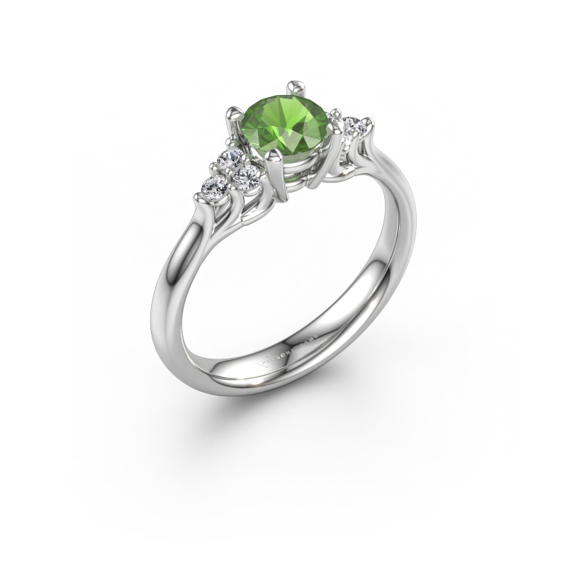 Immagine di Anello di fidanzamento Monika RND 950 platino Tormalina verde 5.5 mm