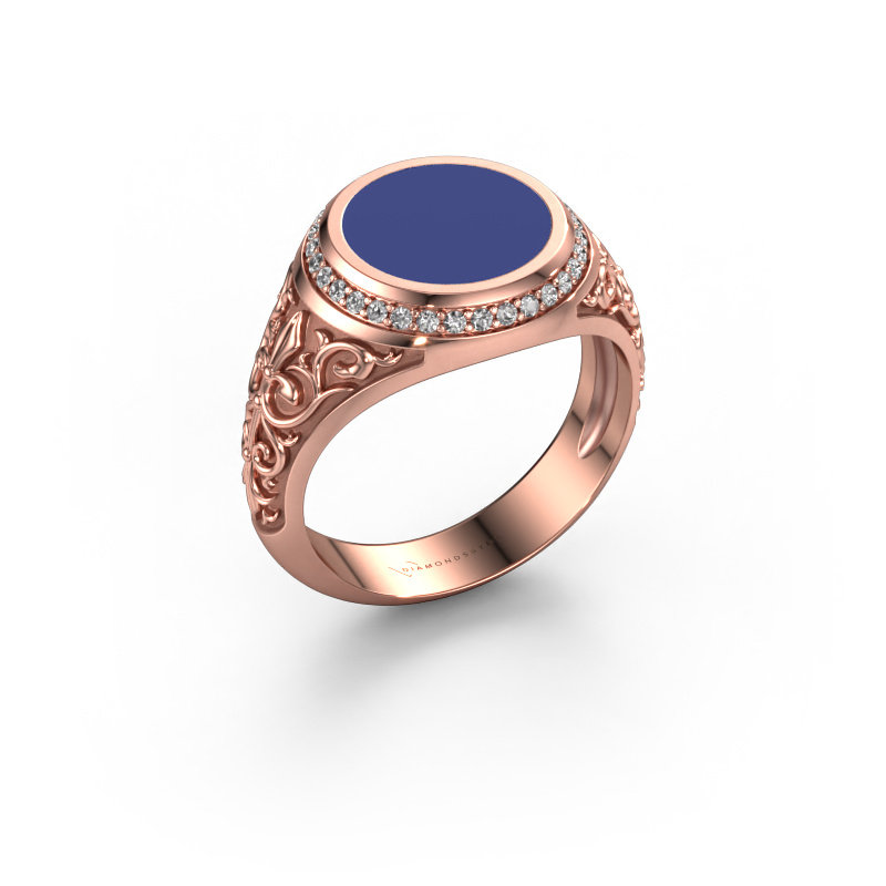 Image of Signet ring Moor 2 585 rose gold Blue enamel 10 mm