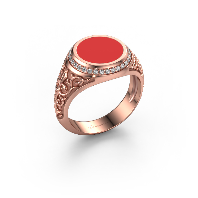 Image of Signet ring Moor 2 585 rose gold Red enamel 10 mm