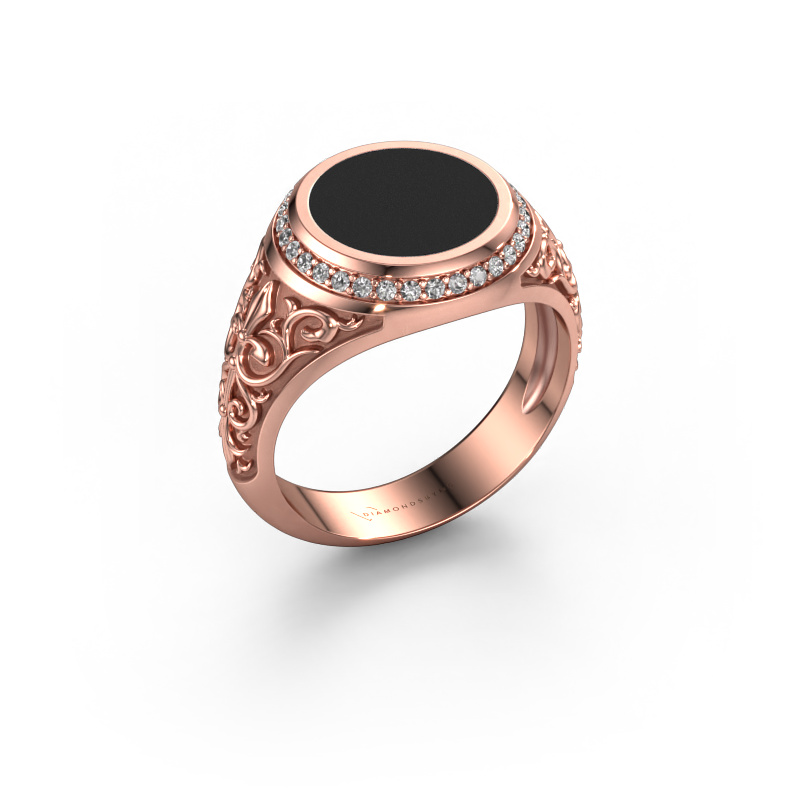 Image of Signet ring Moor 2 585 rose gold Black enamel 10 mm