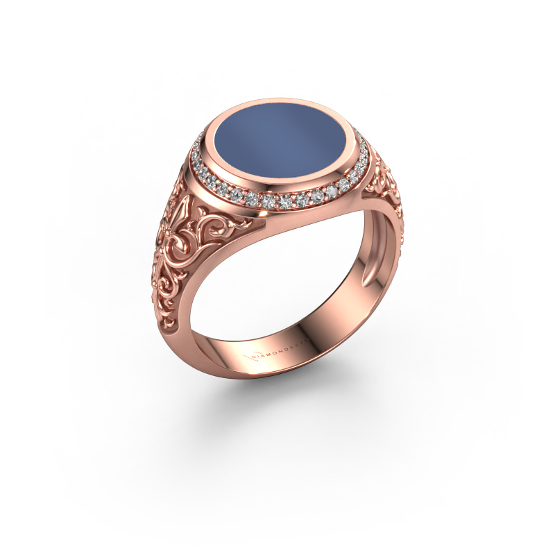 Afbeelding van Zegelring Moor 2 585 rosé goud Blauw lagensteen 10 mm