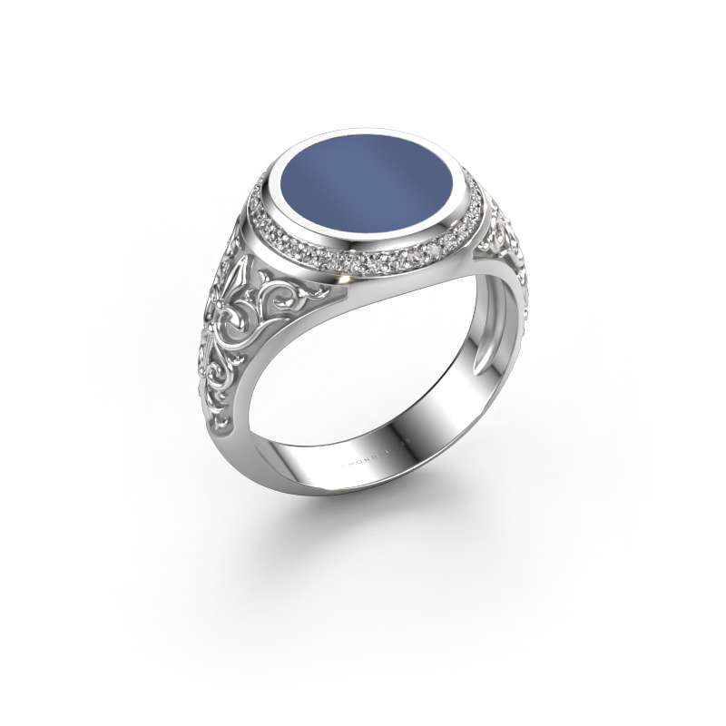 Bild von Siegelring Moor 2 950 Platin Blau Lagenstein 10 mm