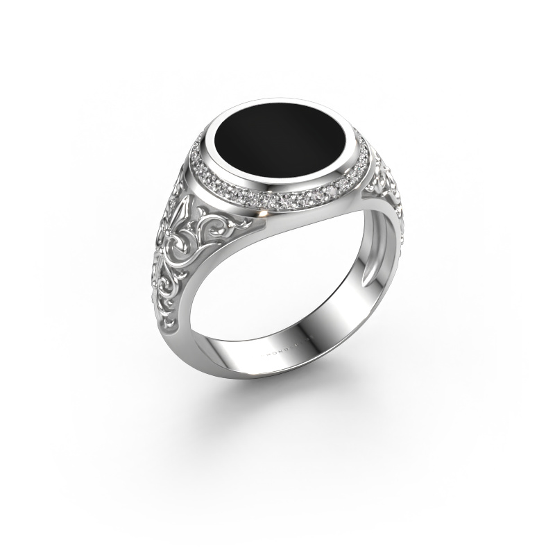 Bild von Siegelring Moor 2 585 Weißgold Onyx 10 mm