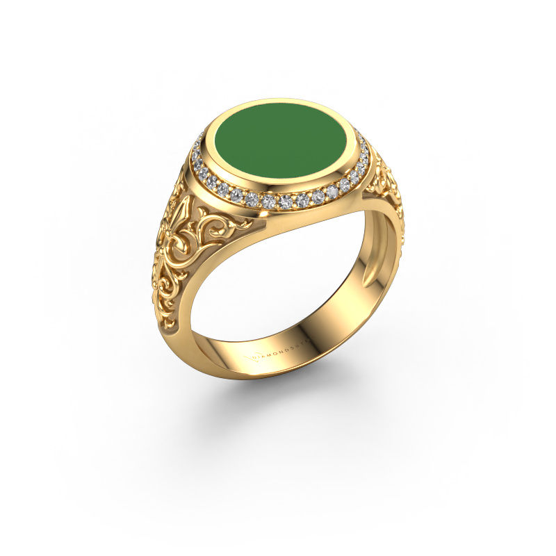Image of Signet ring Moor 2 585 gold Green enamel 10 mm