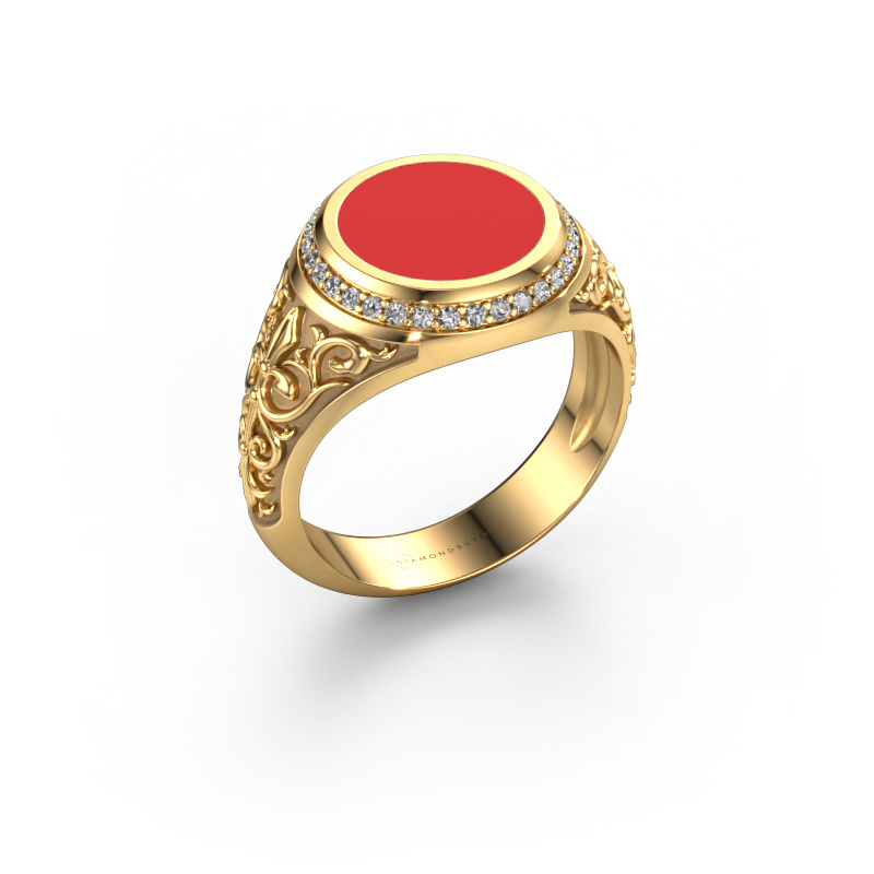 Image of Signet ring Moor 2 585 gold Red enamel 10 mm