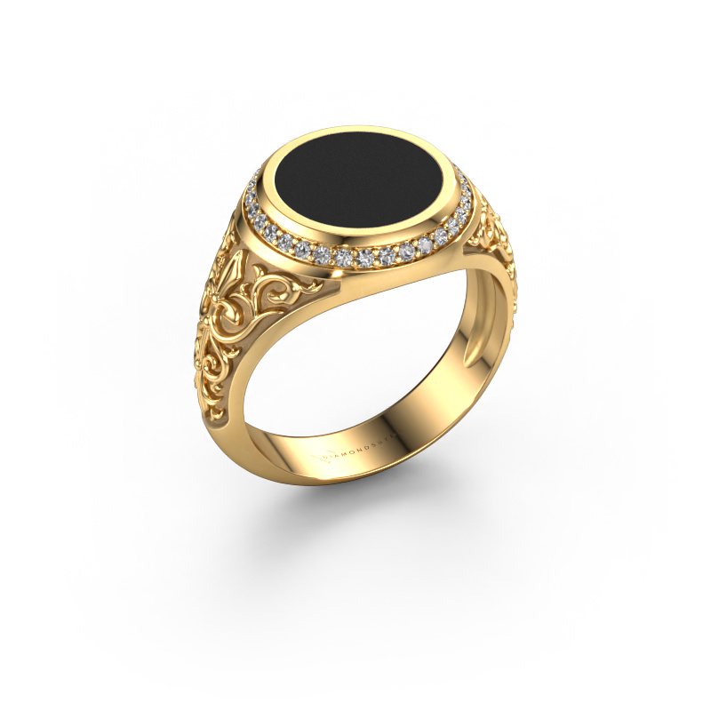 Image of Signet ring Moor 2 585 gold Black enamel 10 mm