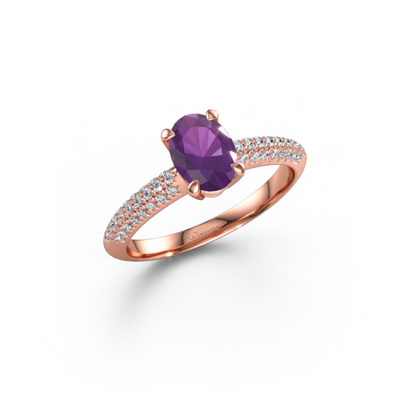 Bild av Förlovningsring Morane OVL 585 roséguld Ametist 7,5x5,5 mm