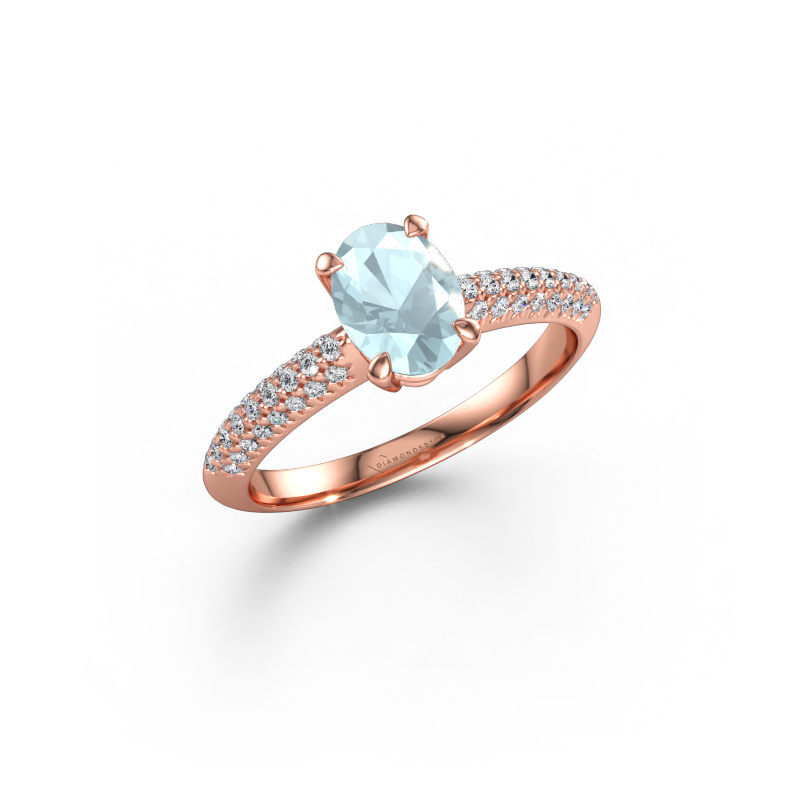 Bild av Förlovningsring Morane OVL 585 roséguld Akvamarin 7,5x5,5 mm