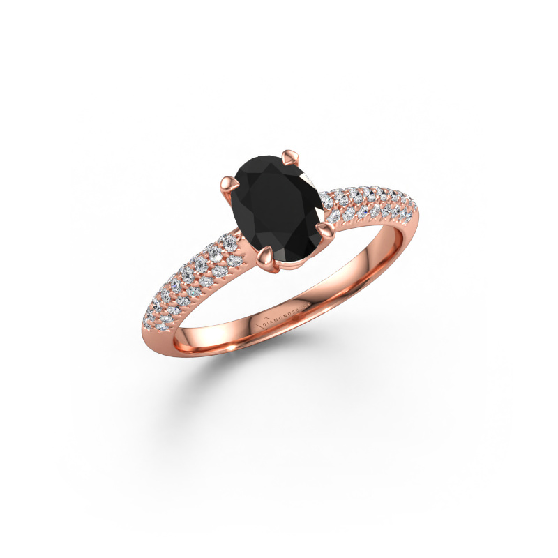 Bild av Förlovningsring Morane OVL 585 roséguld Svart diamant 1.377 crt