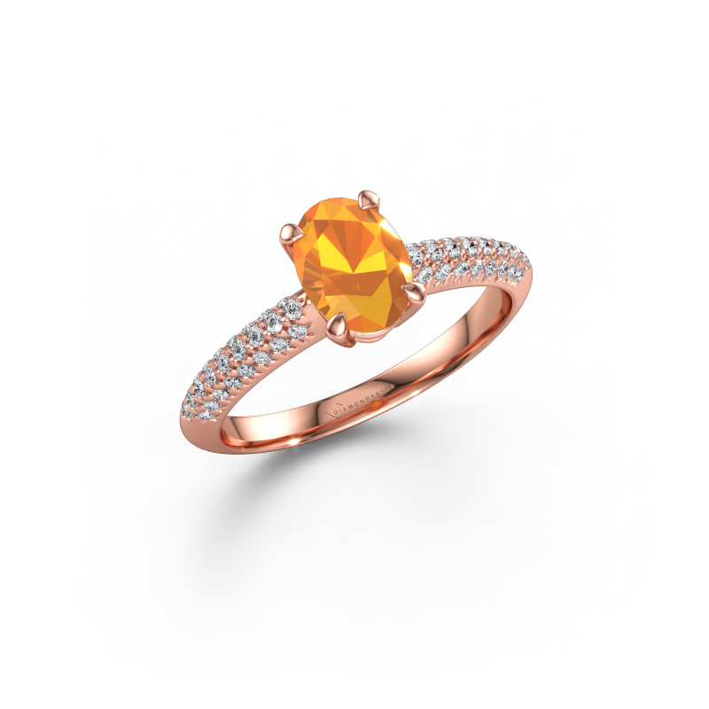Bild av Förlovningsring Morane OVL 585 roséguld Citrin 7,5x5,5 mm
