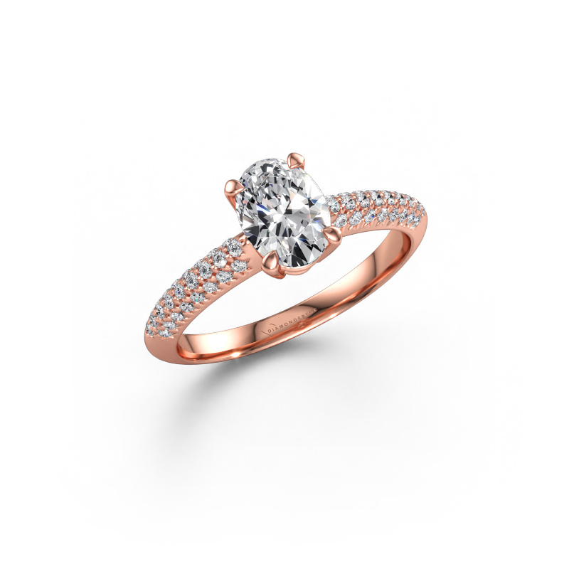 Immagine di Anello di fidanzamento Morane OVL 585 oro rosa Diamante a tua scelta 7,5x5,5 mm