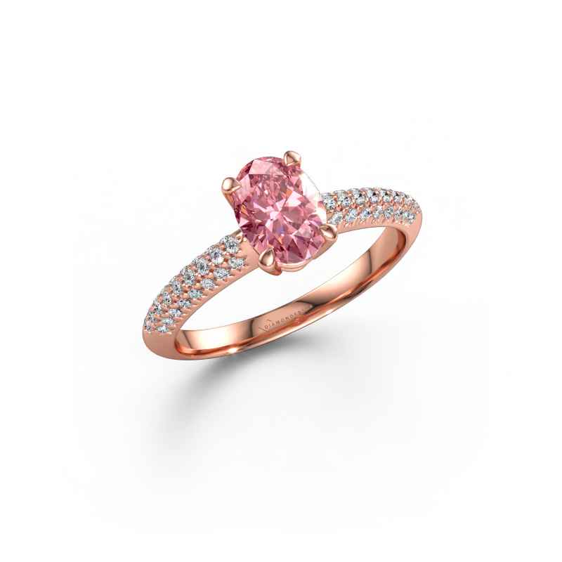 Image of Engagement ring Morane OVL 585 rose gold Pink lab grown diamond 7,5x5,5 mm