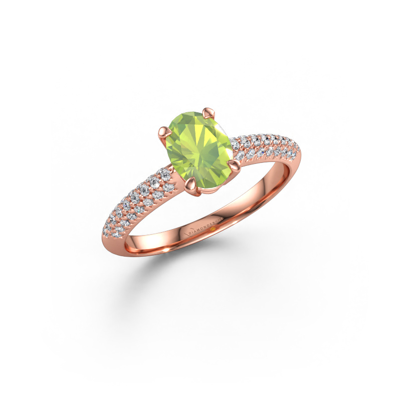 Immagine di Anello di fidanzamento Morane OVL 585 oro rosa Peridoto 7,5x5,5 mm