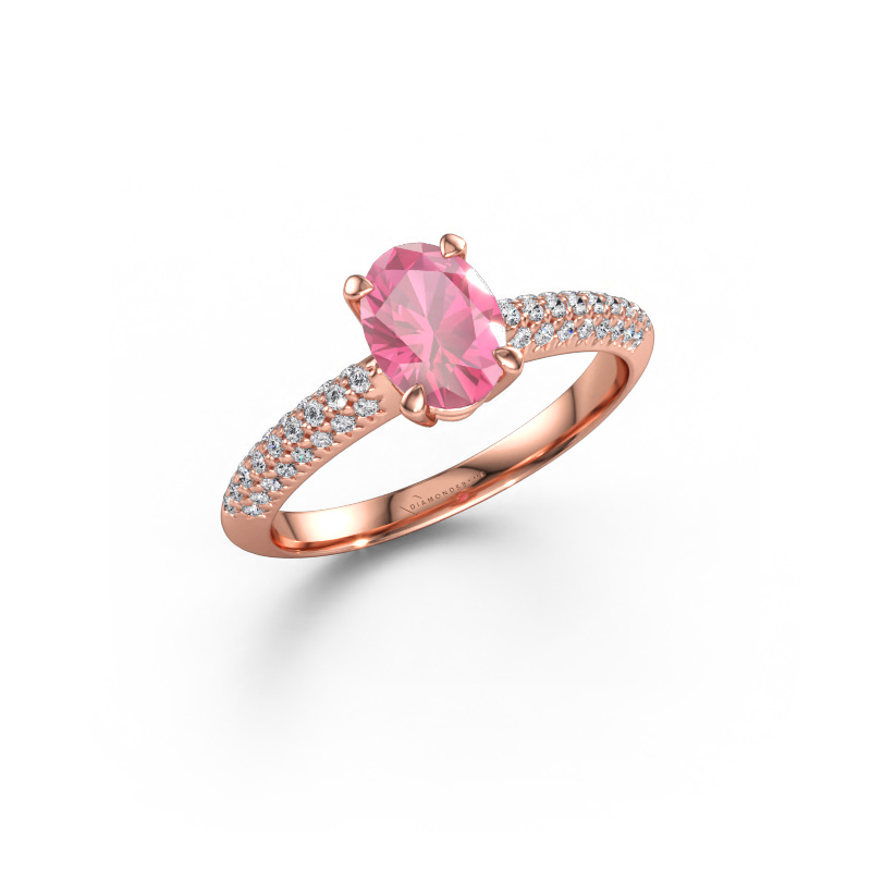 Bild av Förlovningsring Morane OVL 585 roséguld Rosa safir 7,5x5,5 mm