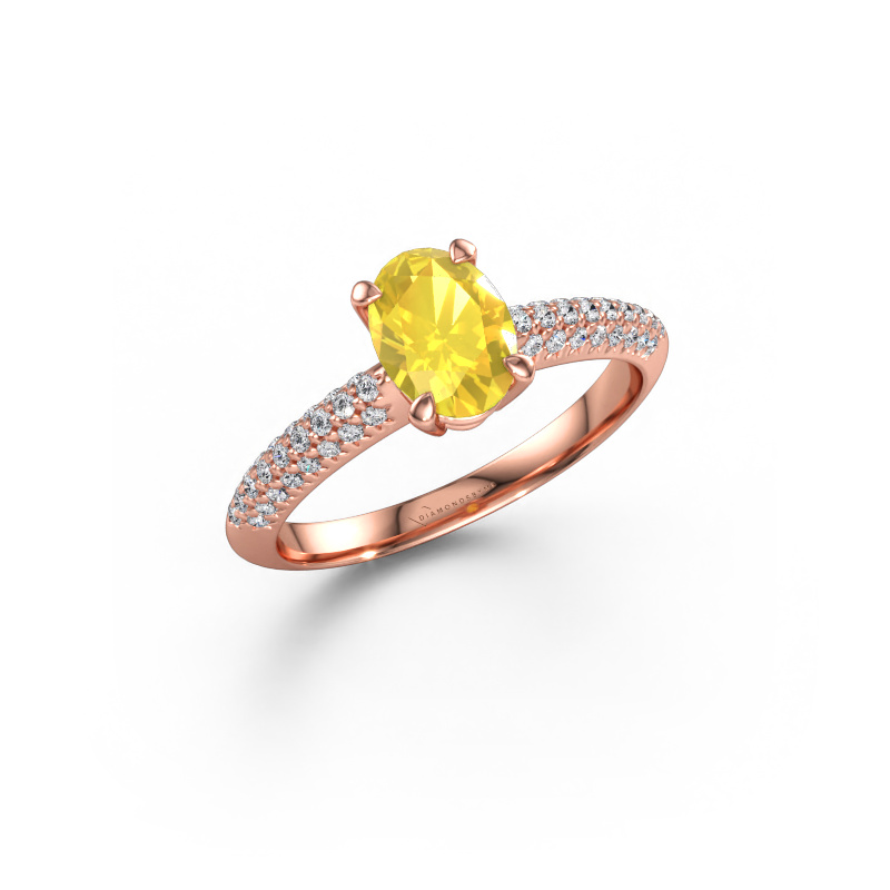 Immagine di Anello di fidanzamento Morane OVL 585 oro rosa Zaffiro giallo 7,5x5,5 mm