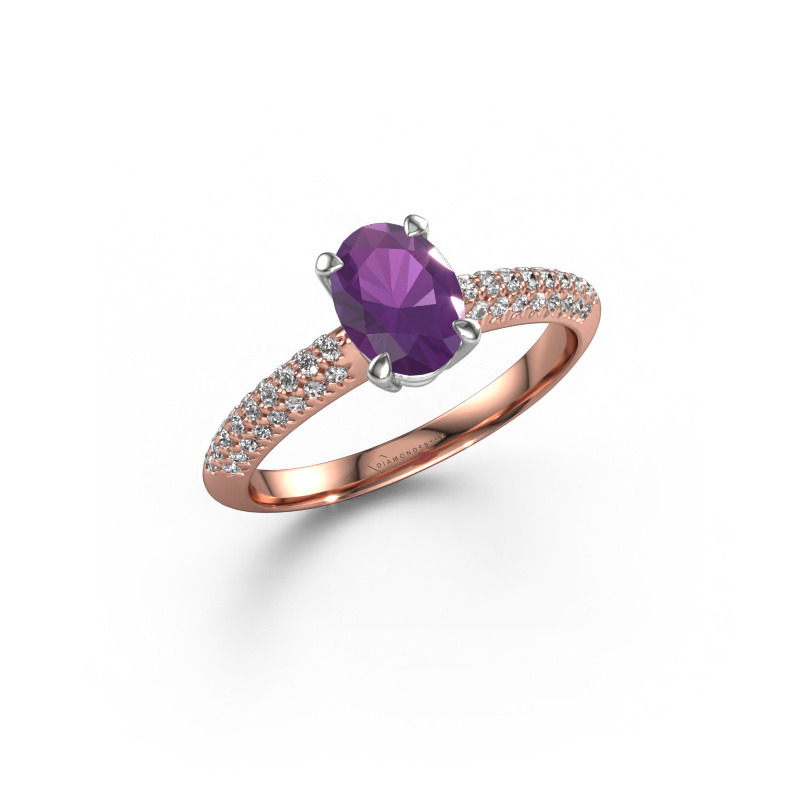 Image of Engagement ring Morane OVL 585 rose gold Amethyst 7,5x5,5 mm