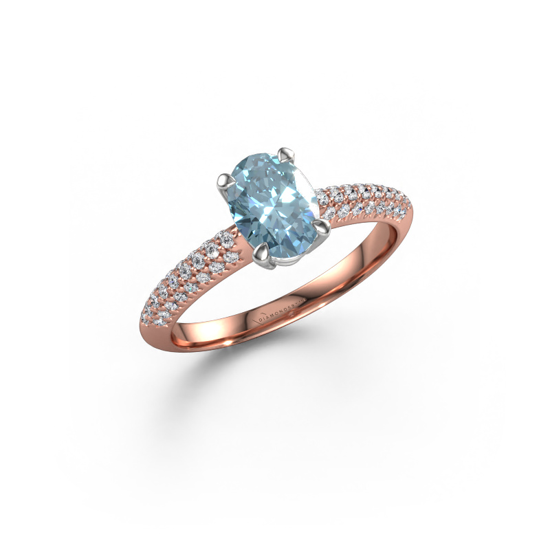 Bild von Verlobungsring Morane OVL 585 Roségold Blauer Labordiamant 7,5x5,5 mm