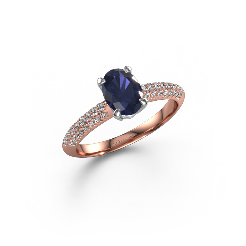 Image of Engagement ring Morane OVL 585 rose gold Sapphire 7,5x5,5 mm