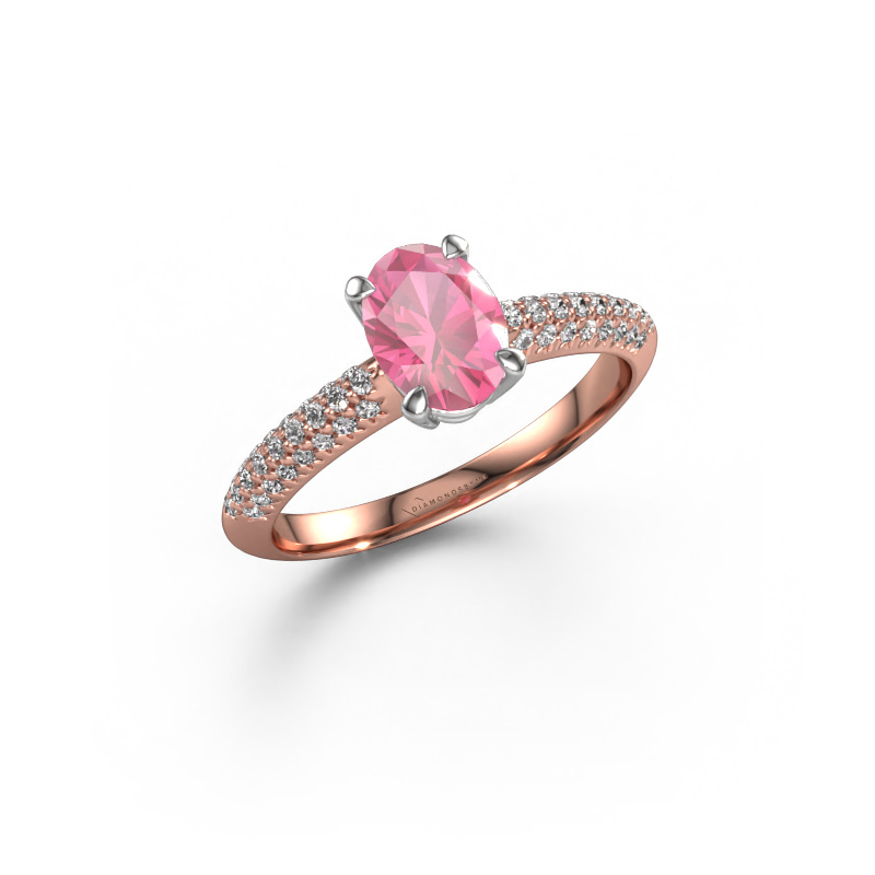 Image of Engagement ring Morane OVL 585 rose gold Pink sapphire 7,5x5,5 mm