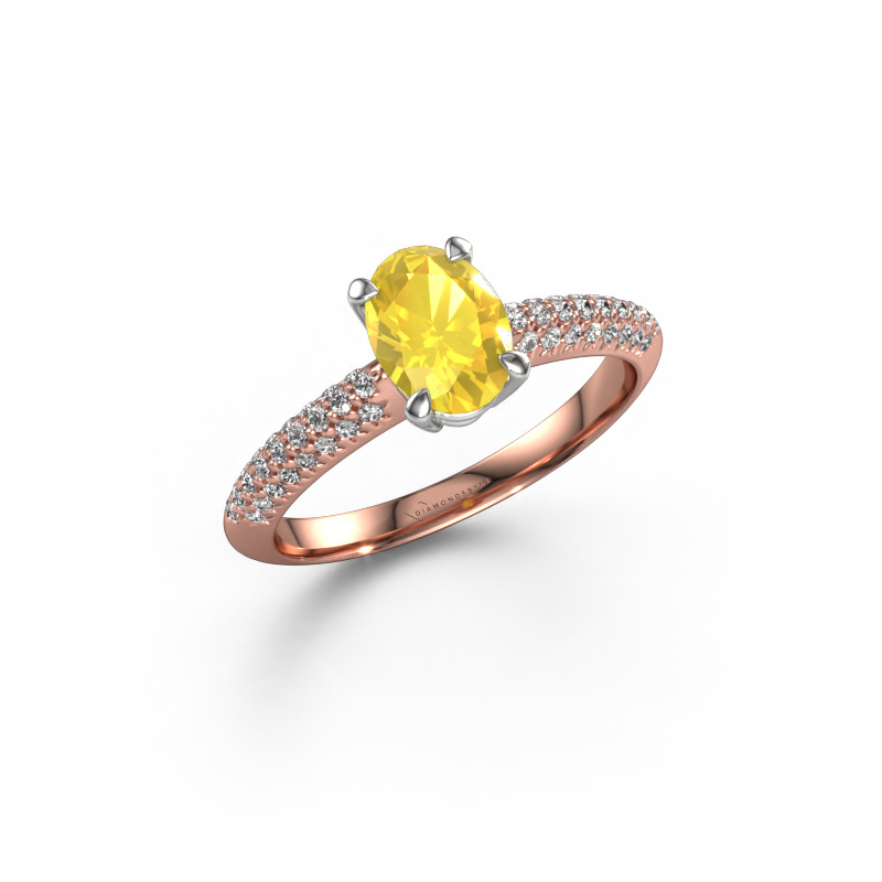 Image of Engagement ring Morane OVL 585 rose gold Yellow sapphire 7,5x5,5 mm