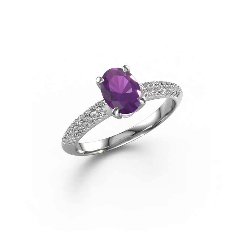 Image of Engagement ring Morane OVL 585 white gold Amethyst 7,5x5,5 mm