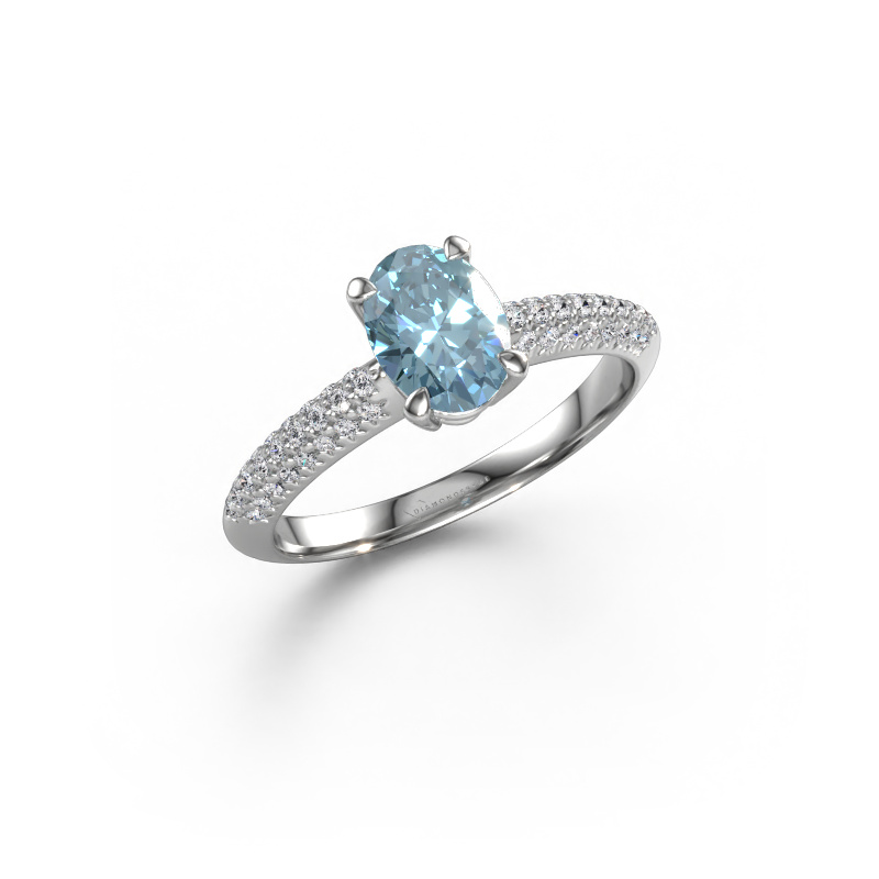 Image of Engagement ring Morane OVL 950 platinum Blue lab grown diamond 7,5x5,5 mm