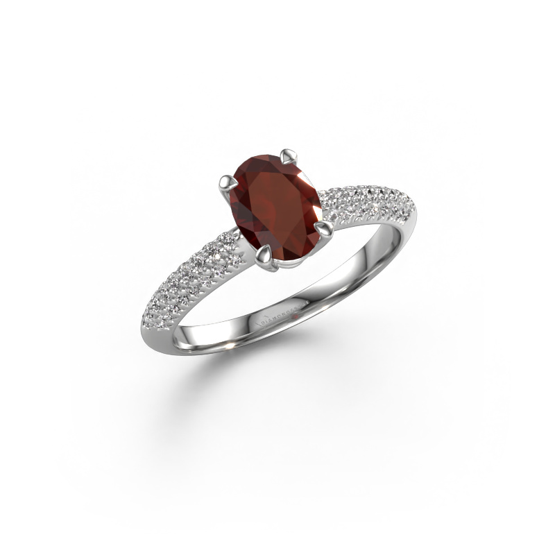 Image of Engagement ring Morane OVL 585 white gold Garnet 7,5x5,5 mm