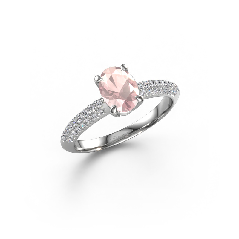 Image of Engagement ring Morane OVL 585 white gold Morganite champagne 7,5x5,5 mm