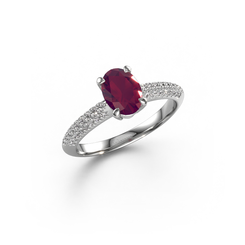 Image of Engagement ring Morane OVL 950 platinum Rhodolite 7,5x5,5 mm