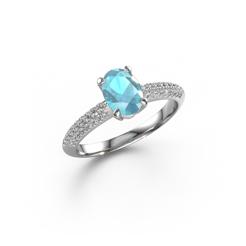 Image of Engagement ring Morane OVL 950 platinum Blue topaz 7,5x5,5 mm