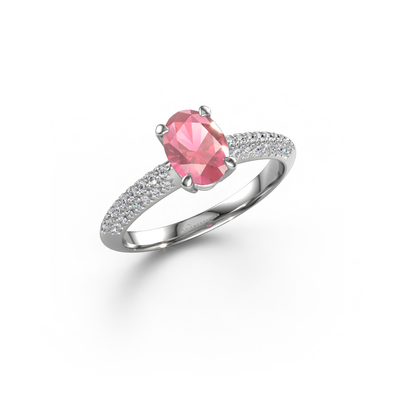Image of Engagement ring Morane OVL 585 white gold Tourmaline pink 7,5x5,5 mm