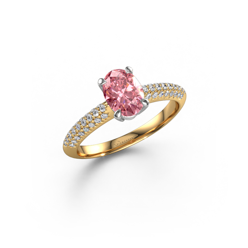 Image of Engagement ring Morane OVL 585 gold Pink lab grown diamond 7,5x5,5 mm