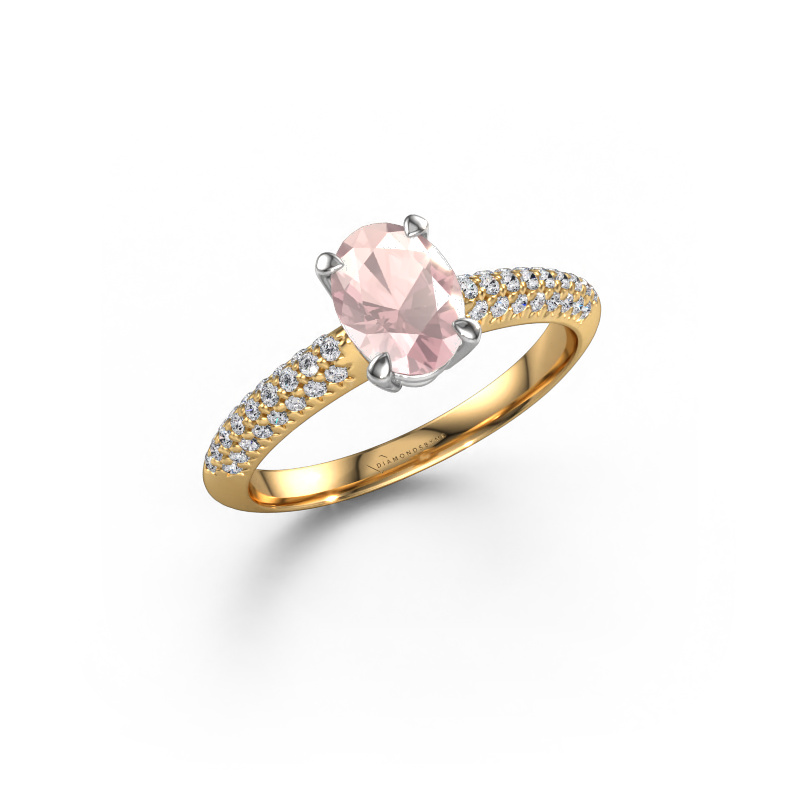 Image of Engagement ring Morane OVL 585 gold Morganite champagne 7,5x5,5 mm