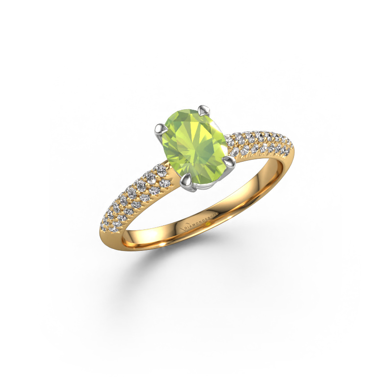 Image of Engagement ring Morane OVL 585 gold Peridot 7,5x5,5 mm